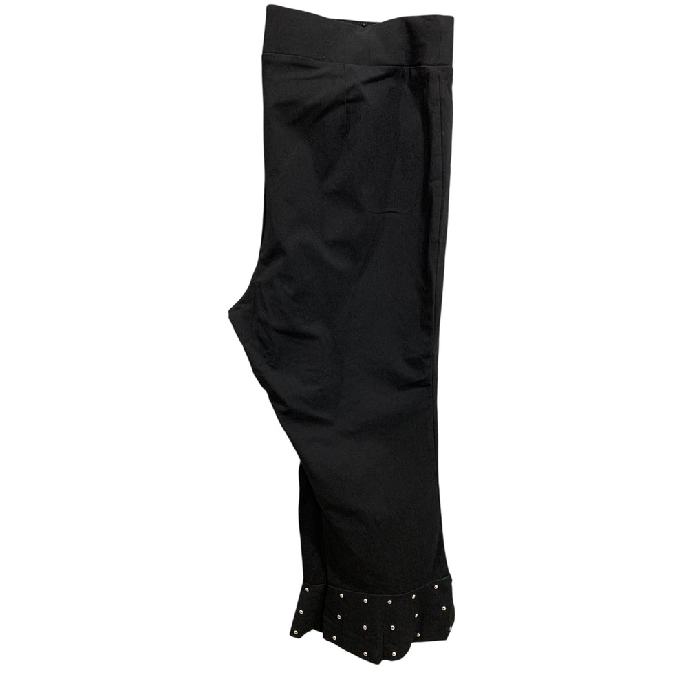 INC International Concepts Black Studded Ruffle Hem Crop Pants 14W